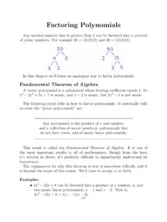 Factoring Polynomials - University of Utah