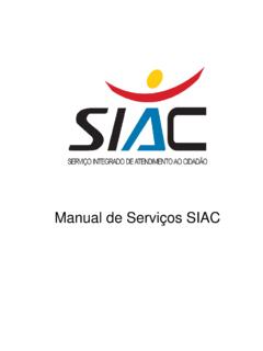 Manual de Servi&#231;os - Bem-vindo ao Portal do SIAC