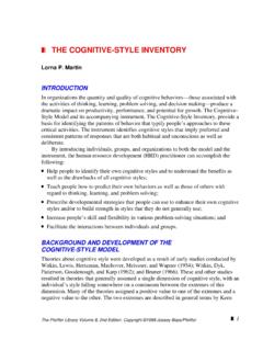 THE COGNITIVE-STYLE INVENTORY