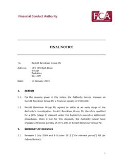 Final Notice: Reckitt Benckiser Group Plc - FCA