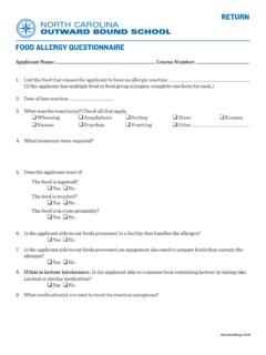 Food Allergy Questionnaire Medical Questionnaires - NCOBS