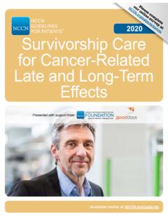 NCCN Guidelines for Patients Survivorship for Cancer ...