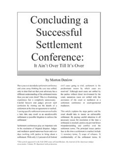 Concluding a Successful Settlement Conference - Arbitration