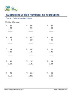 Subtracting 2-digit numbers, no regrouping - …