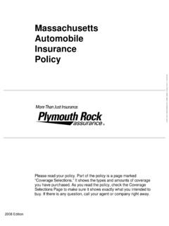 Massachusetts Automobile Insurance Policy - Plymouth Rock