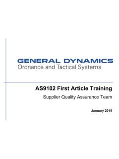 AS9102 First Article Training - General Dynamics Ordnance ...