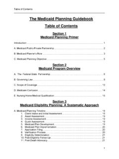 The Medicaid Planning Guidebook Table of Contents