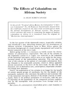 The Effects of Colonialism on African Society