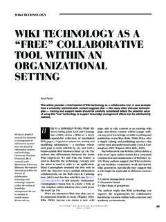 WIKI TECHNOLOGY AS A “FREE” COLLABORATIVE TOOL …