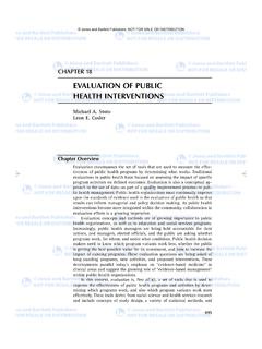 EVALUATION OF PUBLIC HEALTH INTERVENTIONS