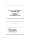 Calculations and Occupational Exposure Limits