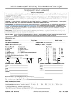 DD Form 2795, Pre-Deployment Health Assessment, October …