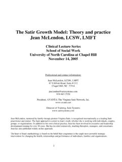 The Satir Growth Model: Theory and practice Jean McLendon ...