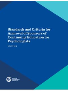 Standards and Criteria for Approval of Sponsors of ...