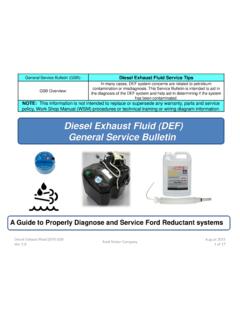 Diesel Exhaust Fluid (DEF) General Service Bulletin