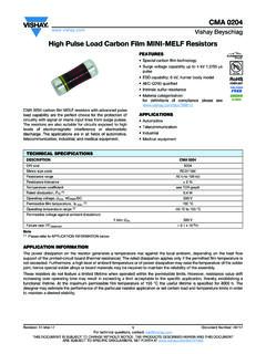 High Pulse Load Carbon Film MINI-MELF Resistors