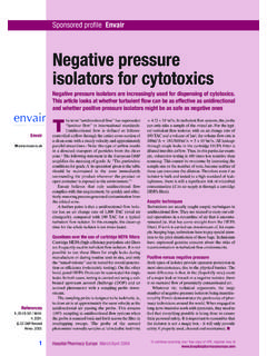 Negative pressure isolators for cytotoxics - Envair