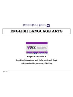 ENGLISH LANGUAGE ARTS - Paterson Public Schools