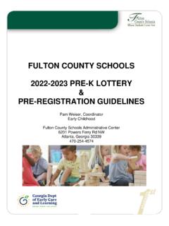 FULTON COUNTY SCHOOLS 2022-2023 PRE-K LOTTERY PRE …