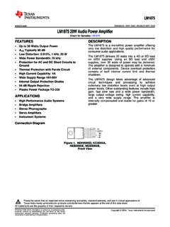 LM1875 20W Audio Power Amplifier datasheet (Rev. A) - TI.com