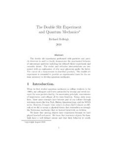 TheDoubleSlitExperiment andQuantumMechanics