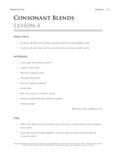 Lesson Plans Lesson 4 | Consonant Blends Lesson 4
