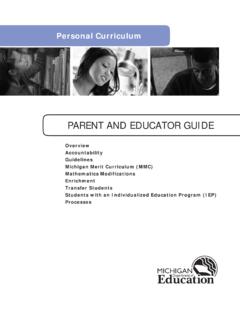 Personal Curriculum: Parent and Educator Guide - Michigan