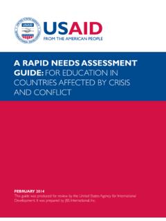 A RAPID NEEDS ASSESSMENT GUIDE: FOR EDUCATION IN …