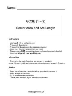 Name: GCSE (1 – 9) Sector Area and Arc Length