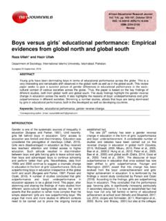 Boys versus girls’ educational performance: Empirical ...