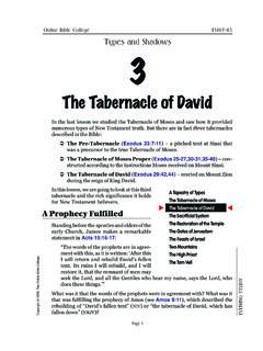 The Tabernacle of David - Online Bible College