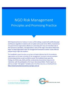 NGO Risk Management - Humanitarian Outcomes