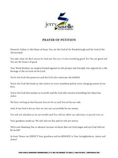 PRAYER OF PETITION - Jerry Savelle