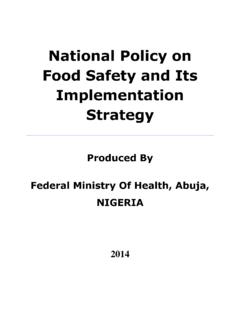National Policy on Food Safety and Its Implementation Strategy