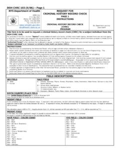 DOH CHRC 103 (9/06) Page 1 NYS Department of Health ...