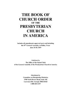 OF THE PRESBYTERIAN CHURCH IN AMERICA