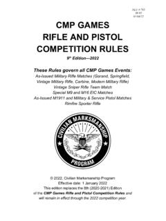 CMP GAMES RIFLE AND PISTOL COMPETITION RULES