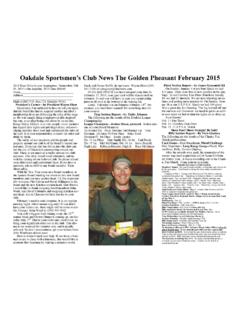 Oakdale Sportsmen’s Club News The Golden Pheasant …