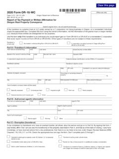 2020 Form OR-18-WC, Report of Tax Payment or Written ...