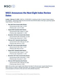 MSCI Announces the Next Eight Index Review Dates
