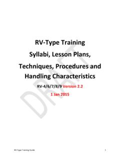 RV-Type Training Syllabi, Lesson Plans, Techniques ...