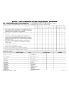 Blood Lead Screening and Healthy Homes Summary
