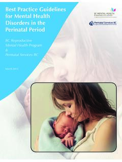 Mental Health Disorders Guideline - Perinatal Services BC