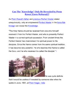 Can The Knowledge Only Be Revealed by Prem Rawat [Guru ...