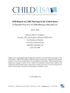 A National Overview of Child Marriage Data and Law