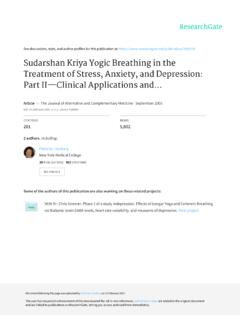 Sudarshan Kriya Yogic Breathing in the Treatment …