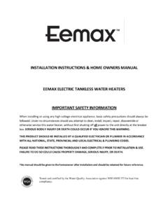 INSTALLATION INSTRUCTIONS &amp; HOME OWNERS MANUAL …