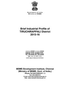 Brief Industrial Profile of TIRUCHIRAPPALI District …