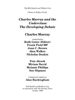 Charles Murray and the Underclass: The Developing Debate