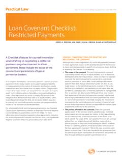 Loan Covenant Checklist: Restricted Payments